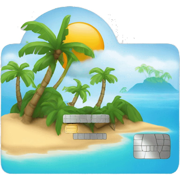 credit card with tropical island on it emoji