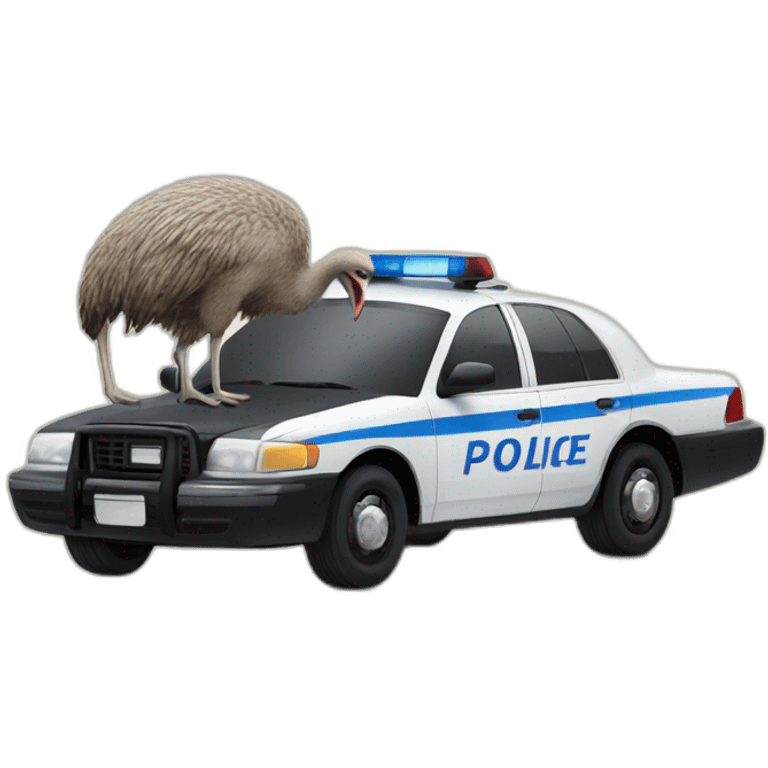 ostrich and police car emoji