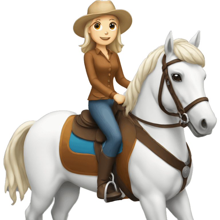 white woman riding a horse emoji