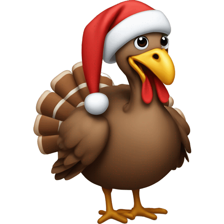 Turkey wearing Santa hat emoji