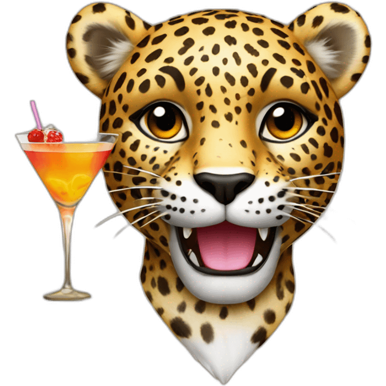 leopard with coctail emoji