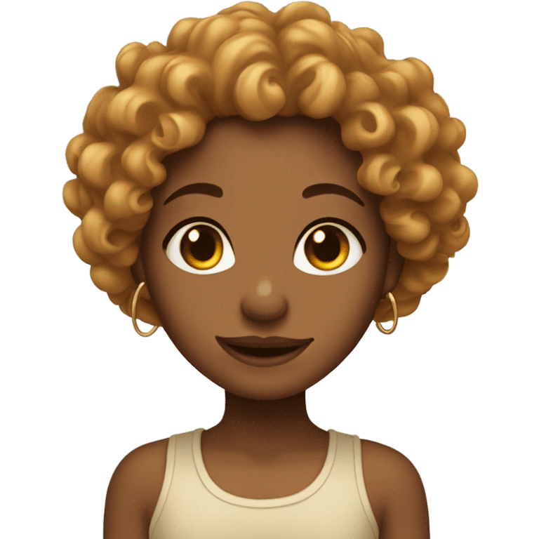 Caramel skin girl with curly hair and face piercings  emoji