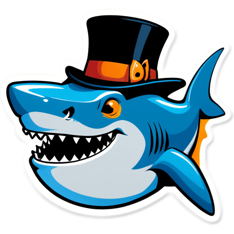 Shark with a top hat emoji