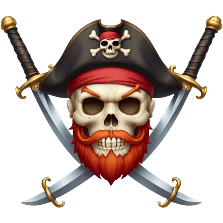 Pirate skull red beard 2 crossed swords emoji