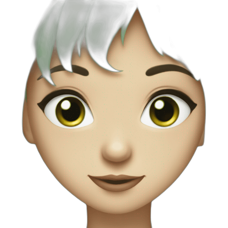 cheveux courts yeux verts avec un coeur emoji