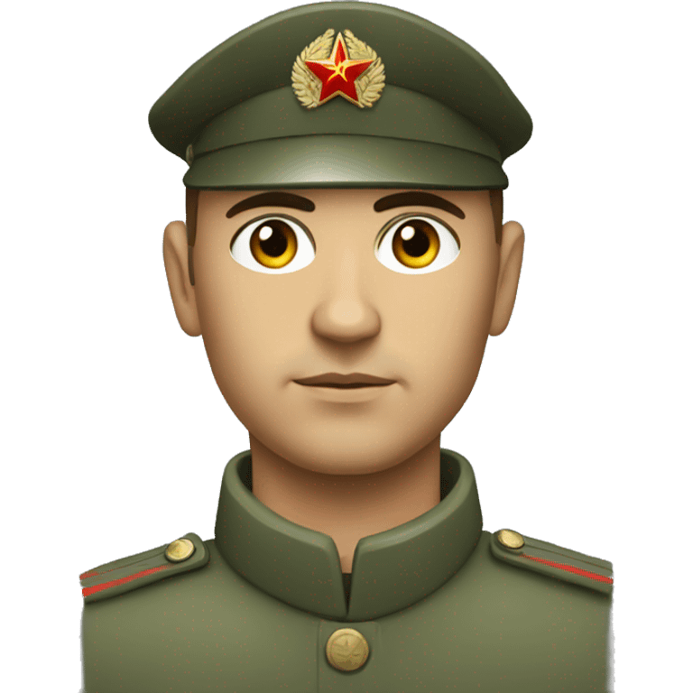 realistic ussr soldier serious with military takes emoji