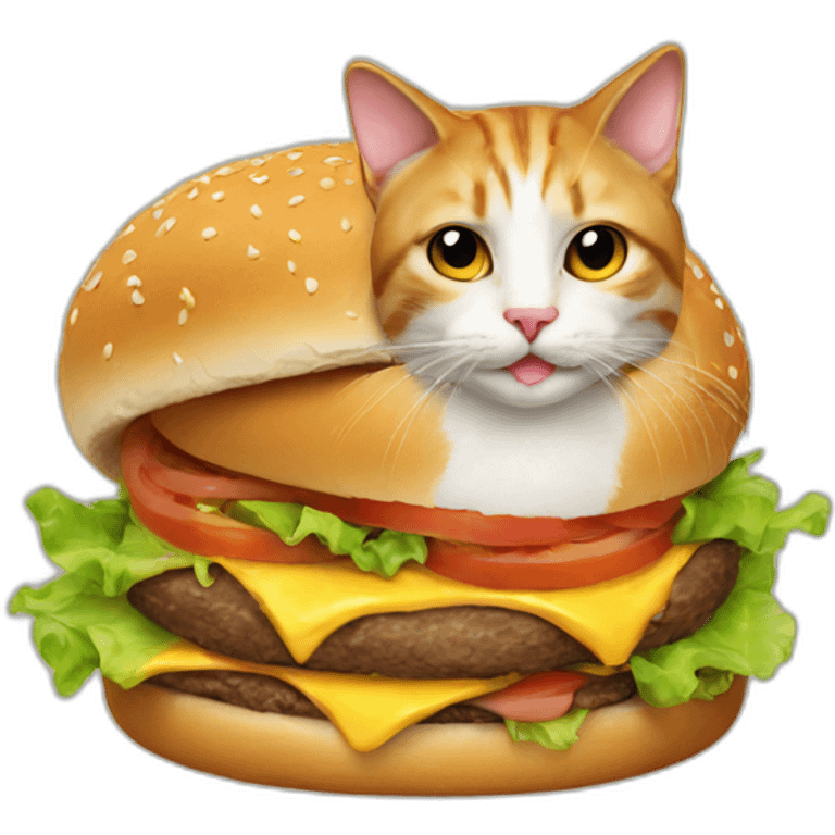 Cat on burger emoji