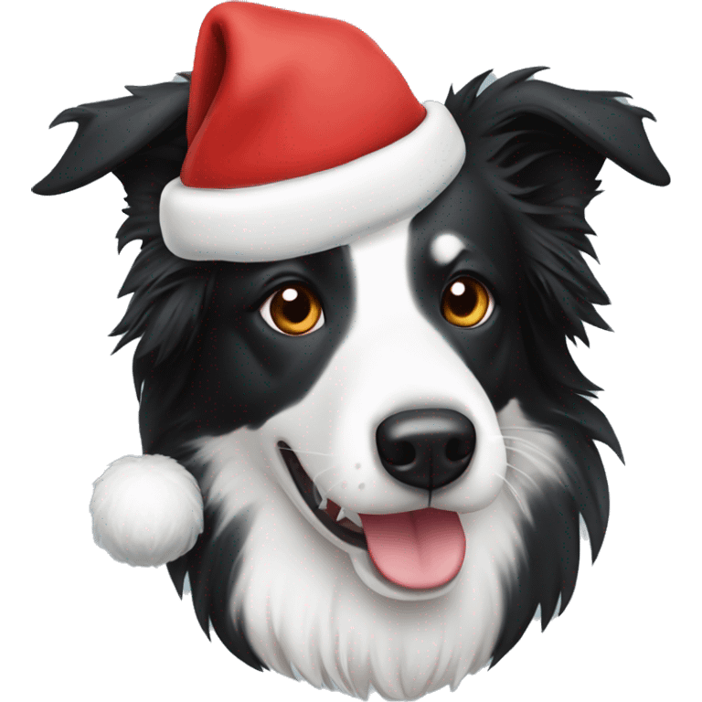 Border collie with Santa hat emoji