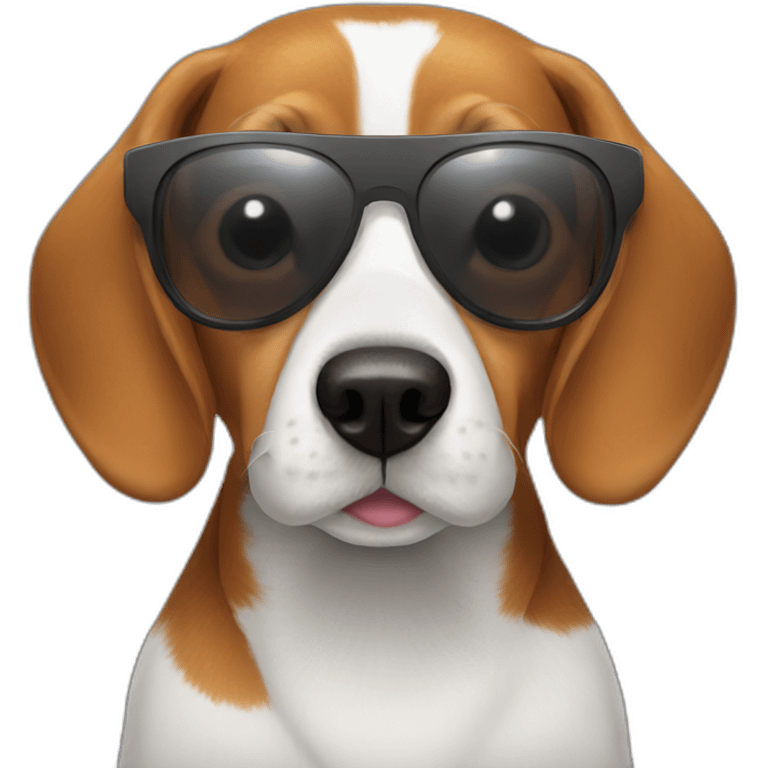 Ginger fur beagle smiling wearing sunglasses emoji