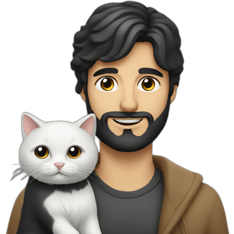 persian guy with white and black cat emoji