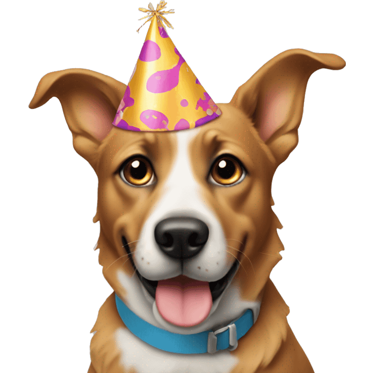 dog wearing a birthday hat emoji