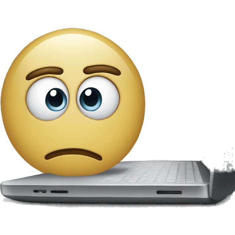 laptop with sad person emoji