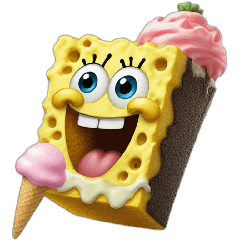 sponge bob eats ice cream emoji