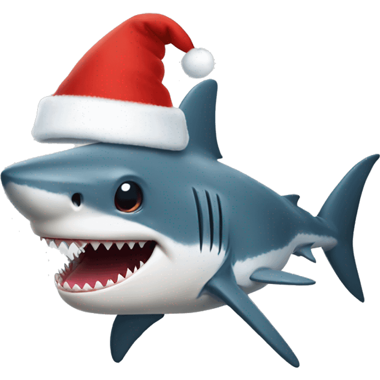 shark wearing christmas hat emoji