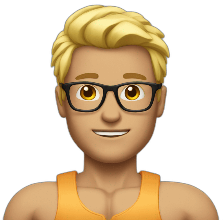 BLond-glasses-muscular-fullbody emoji