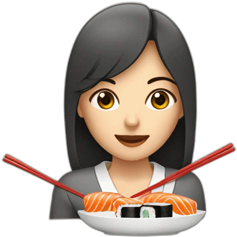 Une femme qui mange des sushi’s emoji