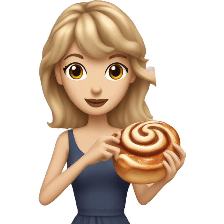 taylor swift holding a cinnamon roll emoji