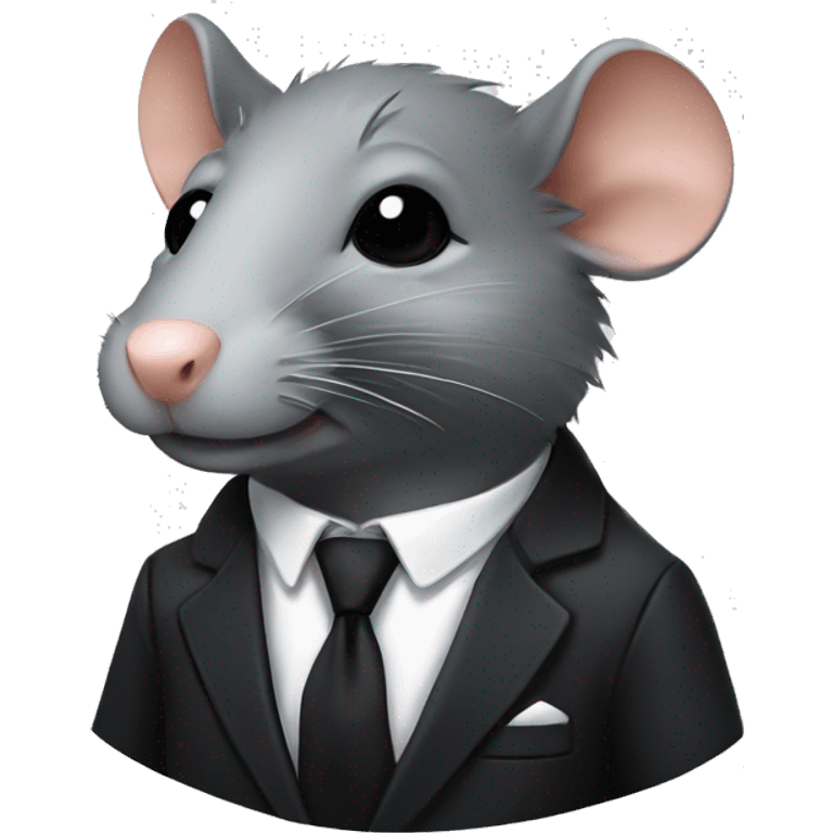 rat wearing a suit and a black tie with stars instead of eyes emoji