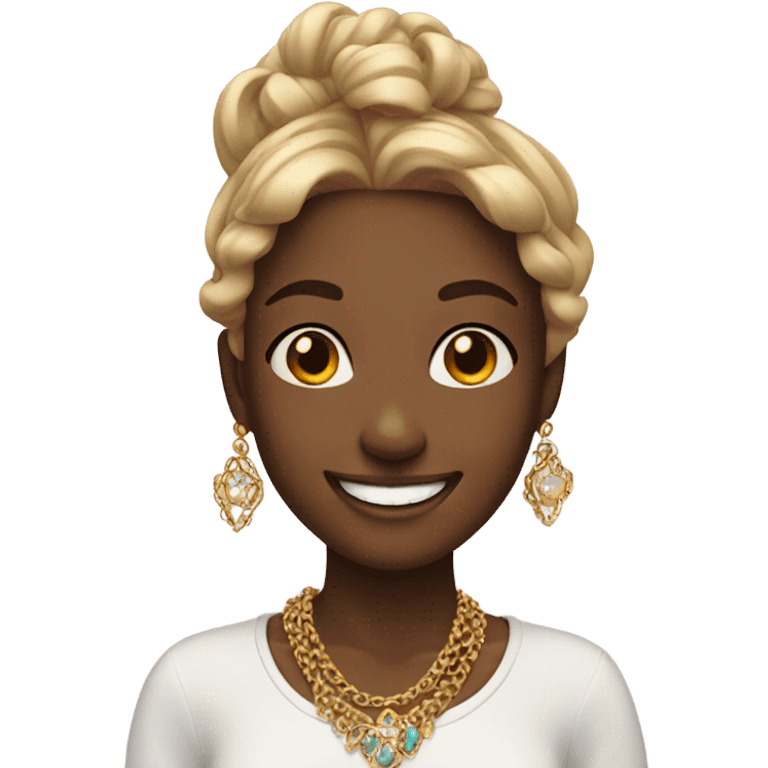 smiling girl with jewelry emoji