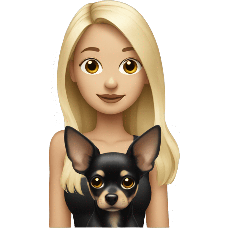 Blonde girl with black chihuahua emoji