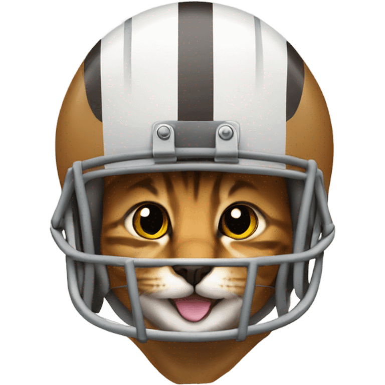 Tabby cat wearing football helmet emoji