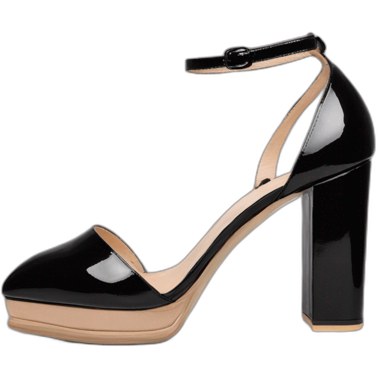 One view back Black Patent Leather Daffodile Platform Heels emoji