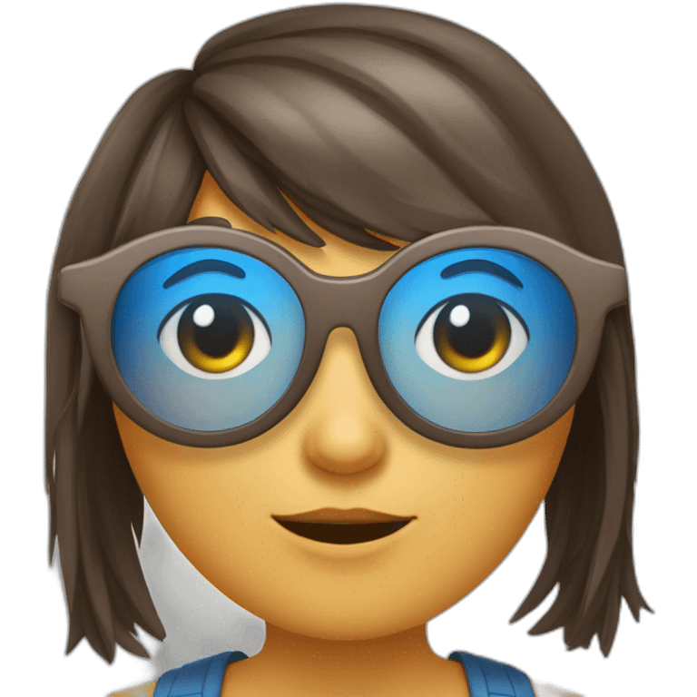 fille brune avec des lunettes et une frange rideau emoji