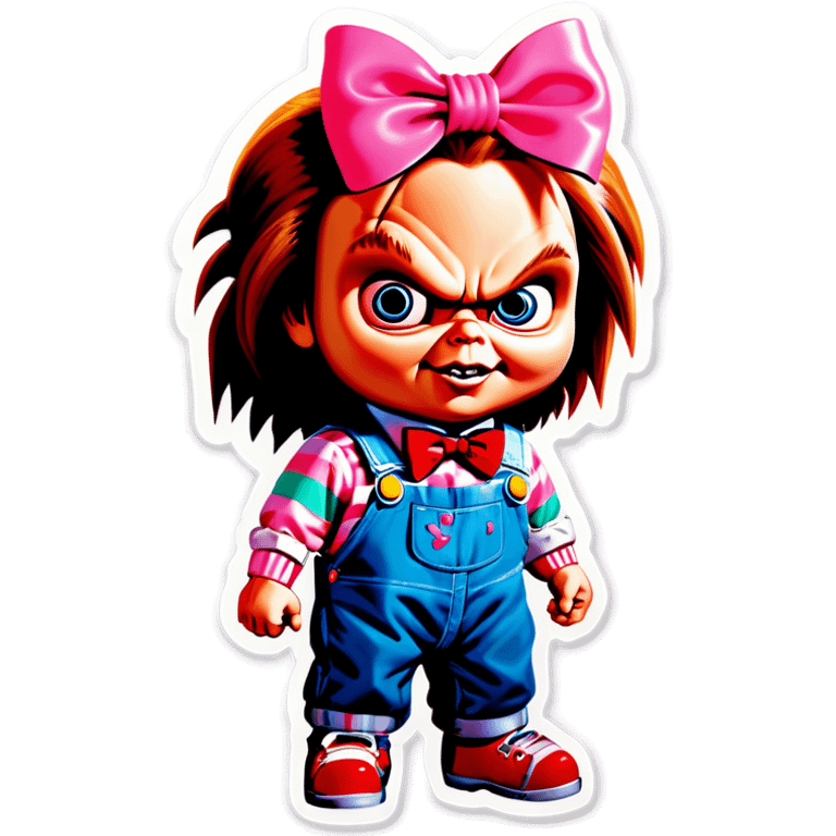 Chucky with a pink bow  emoji