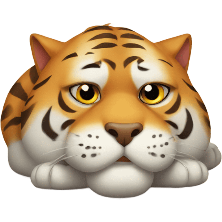 Fat  tiger like cat laying on the floor emoji