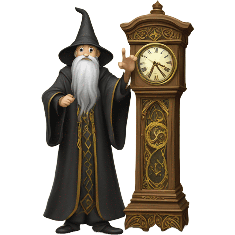 wizard stepping on a large clock emoji