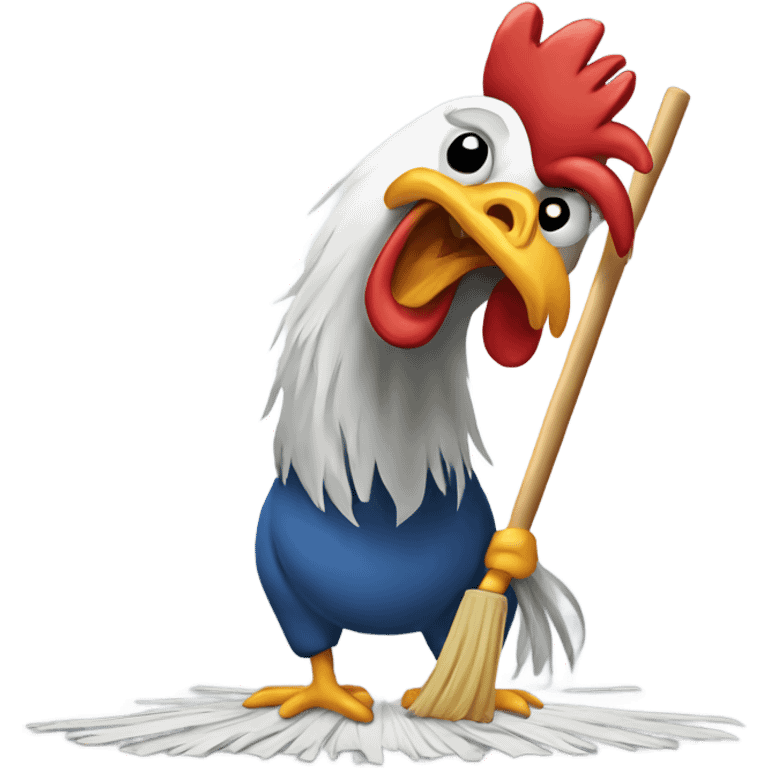 Rooster mopping floor emoji