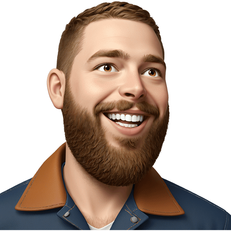 smiling boy with beard portrait emoji