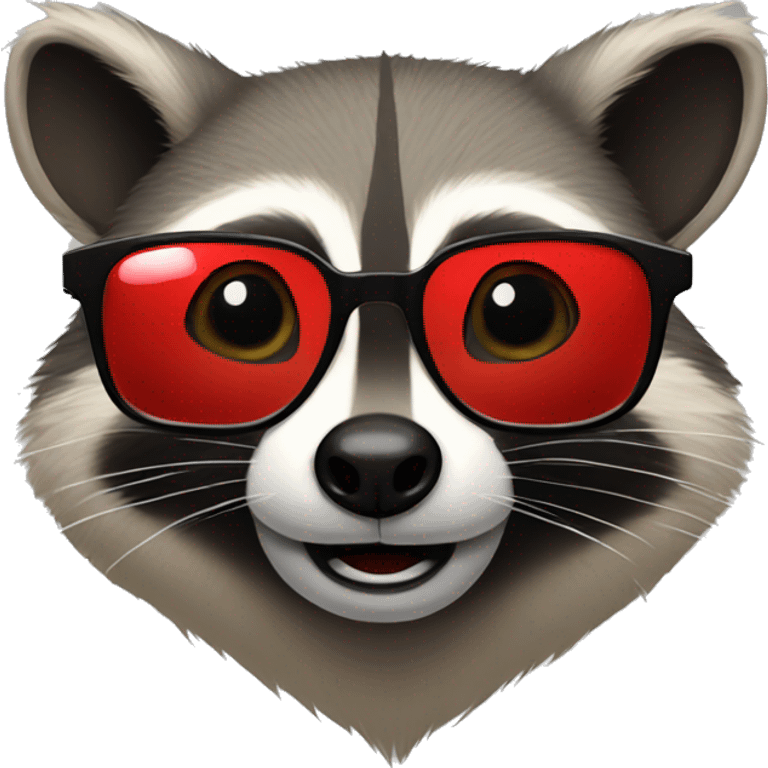 raccon face with red glasses emoji