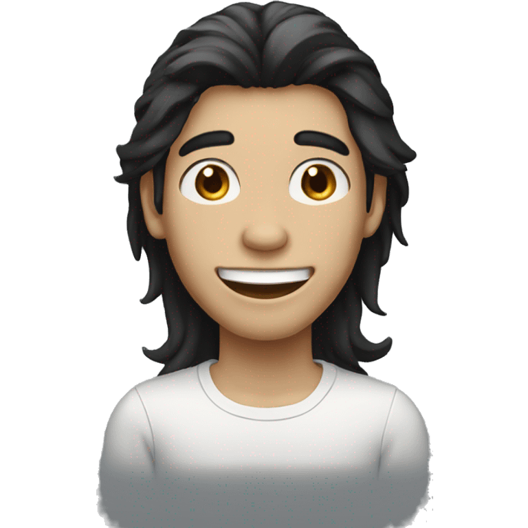 black long hair happy boy with white skin emoji