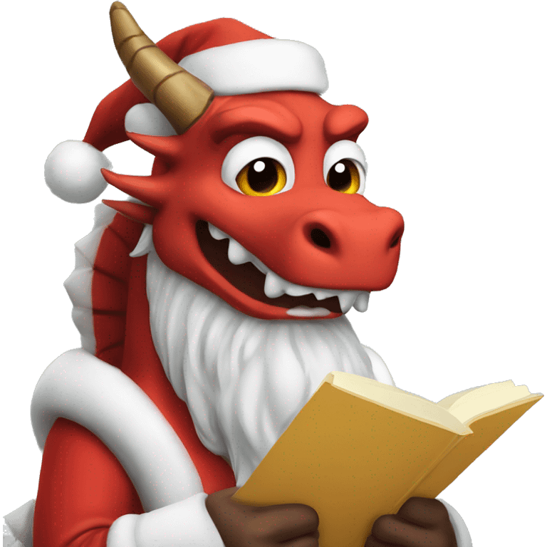 Dragon Santa checking his list emoji