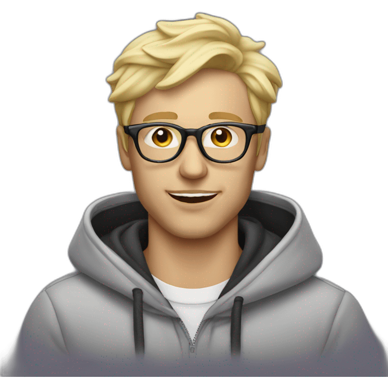 Blonde Man glasses hoodie eats icecream emoji