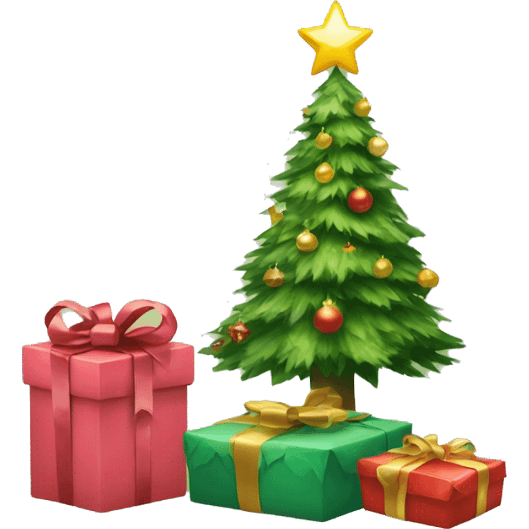 Christmas tree and two present emoji