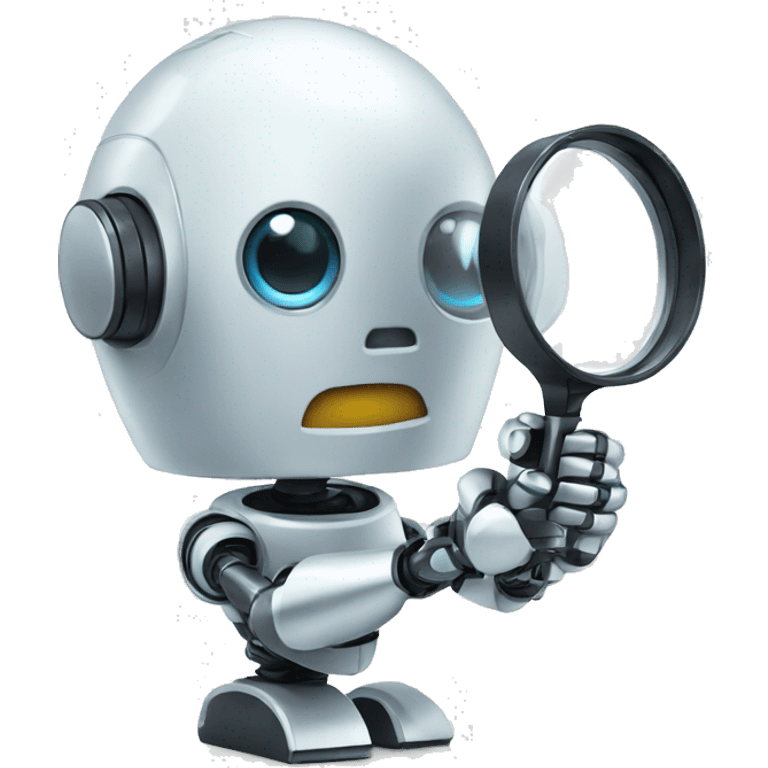 robot holding a magnifying glass emoji