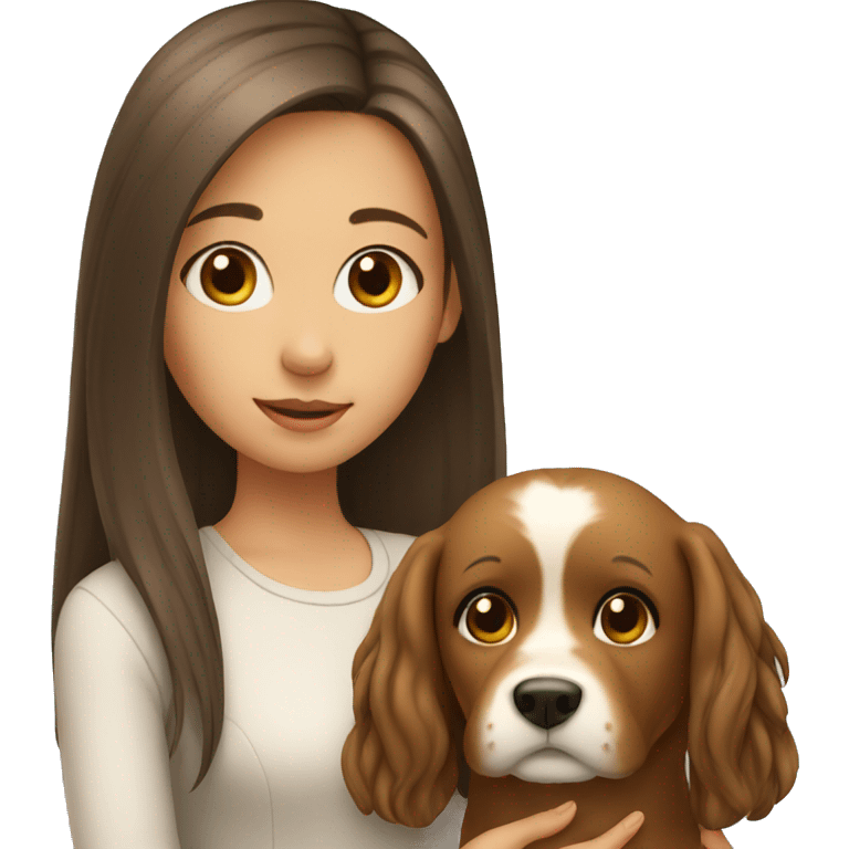 girl with long hair holding a dog emoji