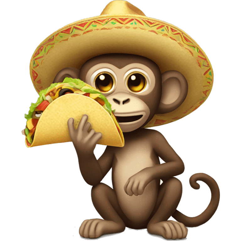 Monkey eating taco wearing Mexico hat  emoji