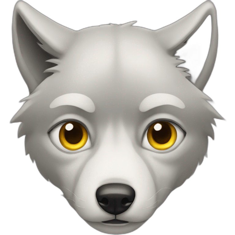 Wolf with one eye and the other missing emoji