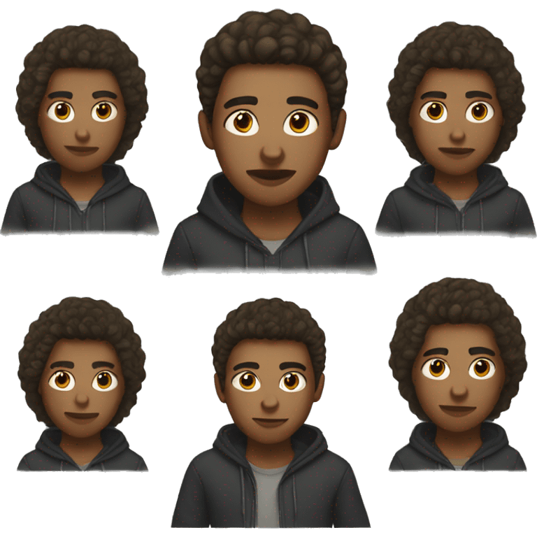 young man with brown eyes and fashionable haircut in hoodie emoji