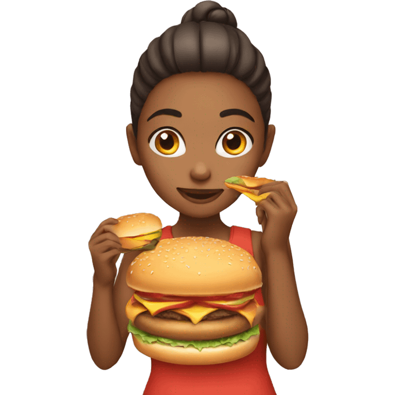 Girl eating burger emoji