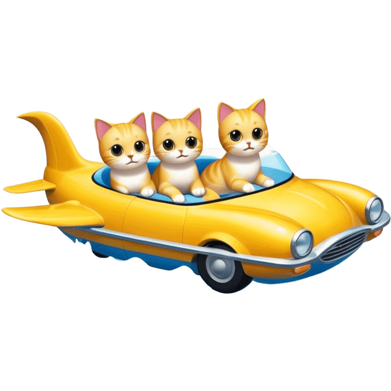 Flying cats in swimming cars  emoji