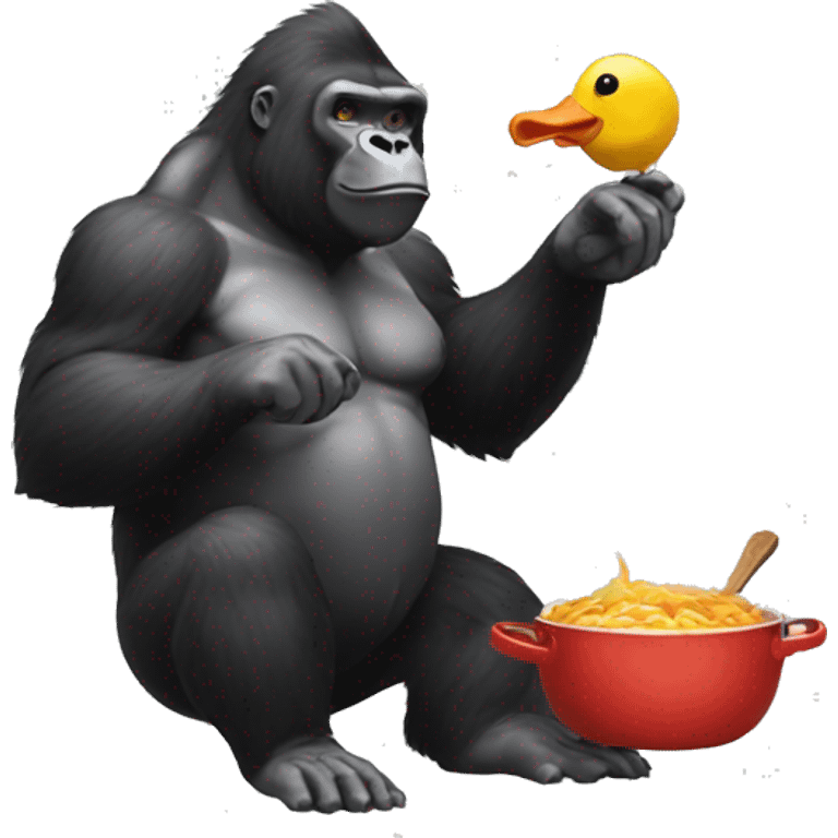 Gorilla cooking a duck emoji