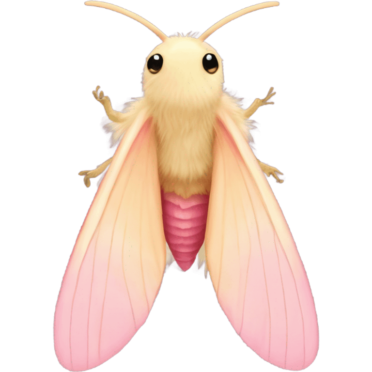 Fluffy pretty Rosy maple moth no mouth emoji