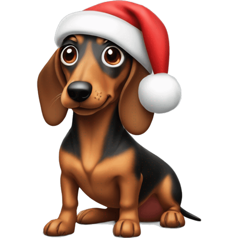 Wiener dog with Santa clause hat emoji