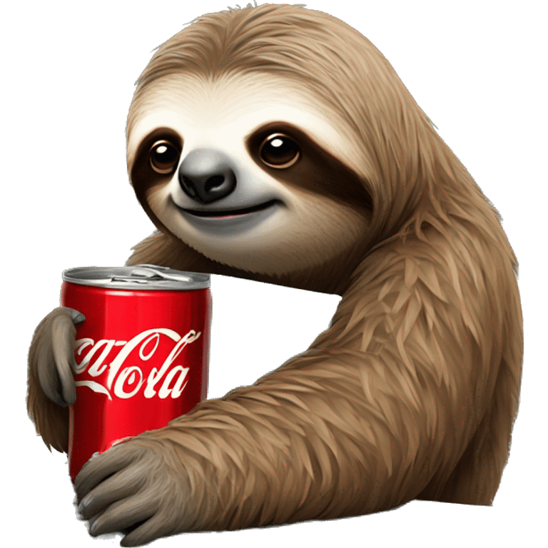 tired sloth with coca cola can and laptop emoji