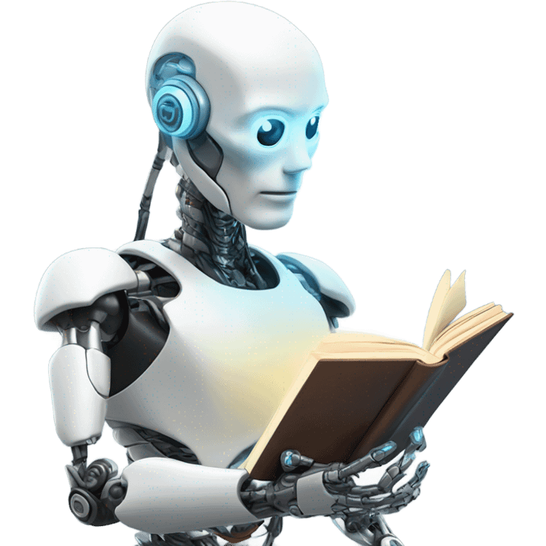 Cool cyborg reading book emoji