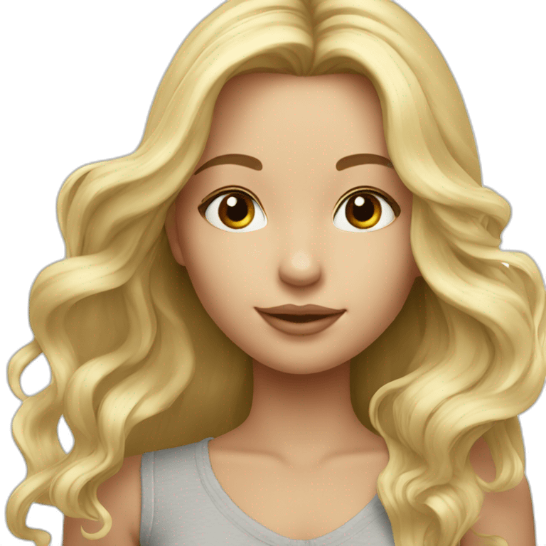 Girl with long hair and blonde made with the air touch technique  emoji